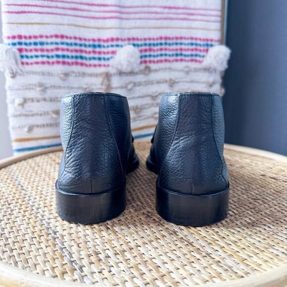Alumnae Black Leather Ankle Loafer Style Booties Made In Italy Women’s 37 US 7 - Picture 5 of 10